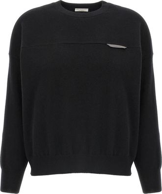 Brunello Cucinelli Black Monile crop sweater