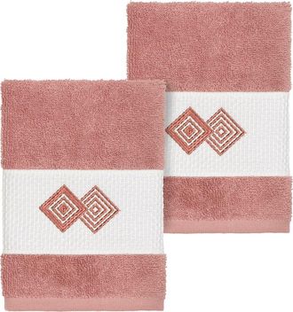 Linum Home Textiles Noah Embellished Washcloth - Set of 2 - Tea Rose at Nordstrom Rack