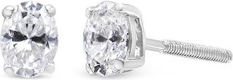 House of Brilliance 14K White Gold 1/2 Cttw Lab Grown Oval Solitaire Diamond Stud Earrings (F-G Color, VS2-SI1 Clarity)