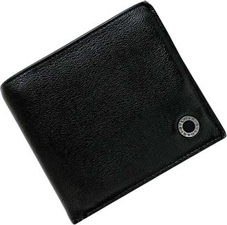 Bulgari Black Green Leather Wallet (Bi-Fold) (Pre-Owned)