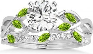 Allurez Marquise Peridot & Diamond Bridal Set Setting Palladium (0.43ct)