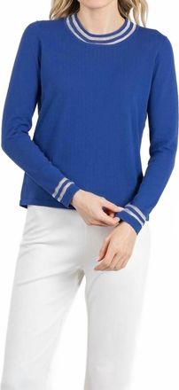 Peace of Cloth Sheer Stripe Long Sleeve Crew Top In Lapis