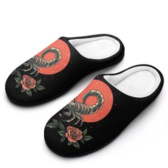 Generic Vintage Scorpion Rose Funny Mens Slippers Cotton Warm House Shoes Memory Foam Sandals Print Size 7-14