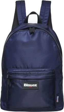 Blauer Nylon rugzak met dubbele ritssluiting - Heren - Rugzakken - Blauw - ONE Size - Nylon - Tassen