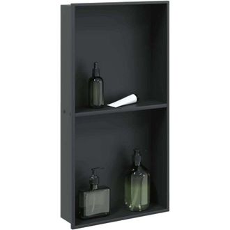 vidaXL Nicchia per Doccia Nero Opaco 32x62x9cm in Acciaio Inox - Vidaxl