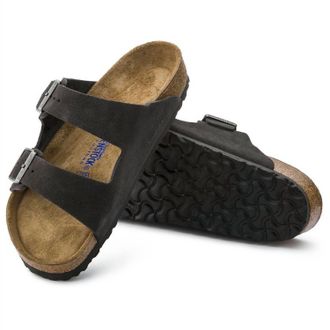 Birkenstock Womens Arizona Soft Footbed Suede Sandals In Velvet Gray