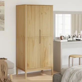 vidaXL Armario Floro Madera Maciza De Pino Marr&oacute;n Cera 77x53x171 Cm Vidaxl