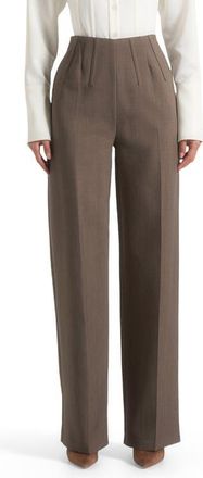 Mani&egrave;re De Voir Rafaela Corset Waist Tailored Trousers in Beige at Nordstrom, Size 12