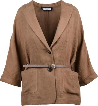 PESERICO Jassen, Dames, Bruin, M, Linnen, Gedestructureerde Blazer
