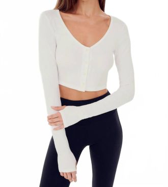 SPLITS59 Rene Rib Crop Cardigan In White
