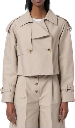 Fracomina Trench Cropped van katoen - Dames - Trenchcoats - Beige - XL - Katoen - Jassen