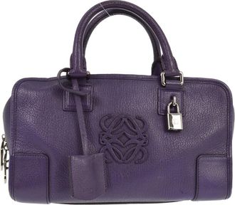 Loewe Amazona Bag Leather Purple Leather Handbag (Pre-Owned)