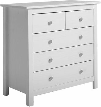 HOMN C&oacute;moda de noche 5 cajones de pino macizo blanco