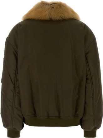 Saint Laurent Womens Khaki Nylon Bomber Jacket Kakivertchamoisgr Giubbini