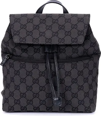 Gucci Pre-owned Womens Front Zip Pocket Flap Backpack Small - Black - One Size
