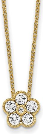 Diamond2Deal 14k Gold 1/2 Ct Lab Grown Diamond Floral Pendant Necklace 18 Clarity VS, Color D-E