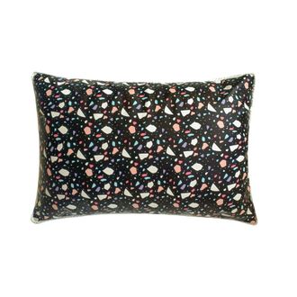 OEM Funda De Almohada Lumbar Negra De 30 X 56 Cm, De Piel Sint&eacute;tica Con Estampado Abstracto Y Adorno Moderno De Terrazo: Negro L&uacute;dico Con Efecto Terrazo