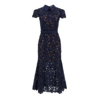 Self Portrait Dames, Jurken, Blauw, Maat: S Satijn