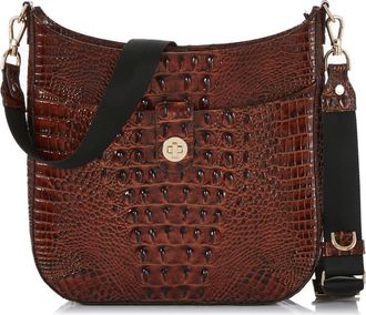 Brahmin Leia Croc Embossed Leather Crossbody Bag in Pecan at Nordstrom