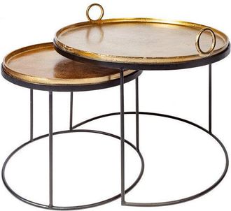 Global Interiors 2er-Set Couchtisch Elements mit abnehmbaren Tabletts - Gold