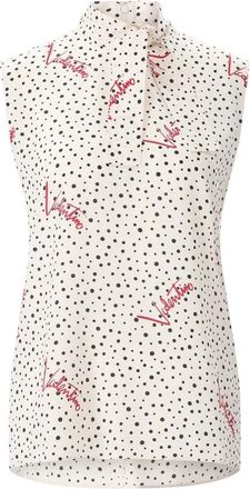 Valentino Mouwloze Zijden Top - Dames - Blouses - Wit - 4XS - Overhemden
