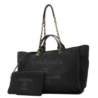 Chanel Black Canvas Tote Bag (Pre-Owned)