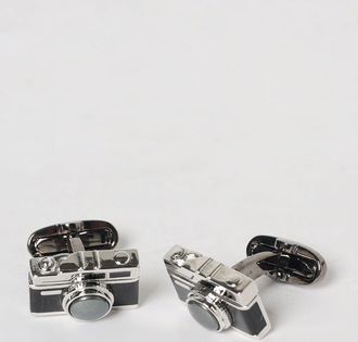 Paul Smith Gemelli bicolori in metallo smaltato con logo inciso