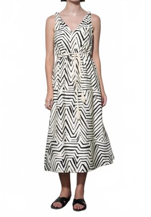 Greylin Evelyn Side Cut Out Knotted Strap Midi Dress In Ivory/black