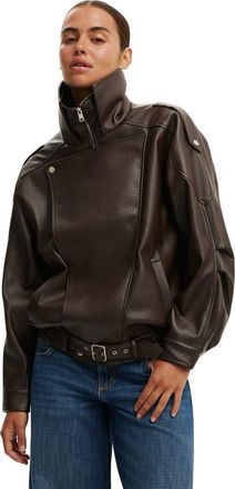 Cotton On Womens Cove Biker Jacket in Cocoa Bark at Nordstrom, Size Xx-Small/x-Small