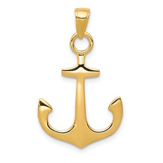 Diamond2Deal 10k Yellow Gold 3-D Anchor Pendant