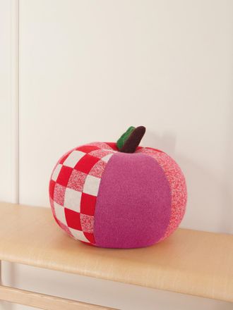 The Elder Statesman Cuscino In Cashmere A Quadri Apple Stuffie - Rosa