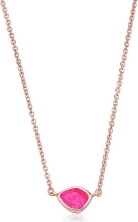 Monica Vinader Rose Gold Siren Mini Nugget Necklace Adjustable 46cm/18 Pink Quartz
