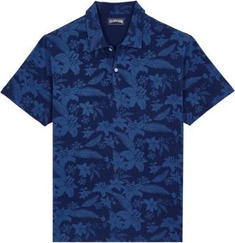 Vilebrequin Overhemden, Heren, Blauw, XL, Katoen, Cotton Polo Printed Lightening Flower