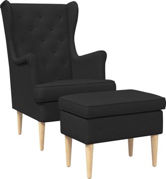 vidaXL Sill&oacute;n Con Pouf 2 Uds. Negro Tela Vidaxl