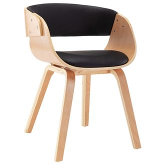 vidaXL Vidaxl - Silla De Comedor De Madera Curvada Y Cuero Sint&eacute;tico Negro
