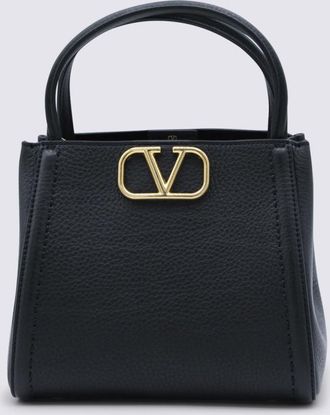 Valentino Garavani Black Leather Alltime Tote