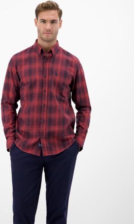 Lerros Karohemd LERROS, Herren, Gr. XXL, N-Gr, maple rot, Web, Obermaterial: 100% Baumwolle, kariert, regular fit normal, Manschette, Hemden Karohemd, mit Lo