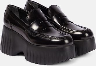 Hogan H-Stripes wedge leather loafers