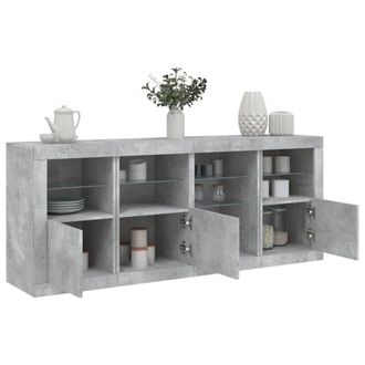 Berkfield Home Sideboard with LED Lights Concrete Grey 164x37x67 cm | Size: 164 x 37 x 67 cm