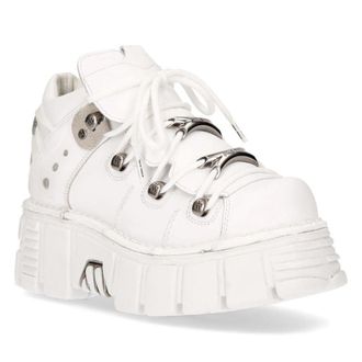 New Rock Leather Gothic Ankle Boots&not;-106N-S8 in White | Size: 3