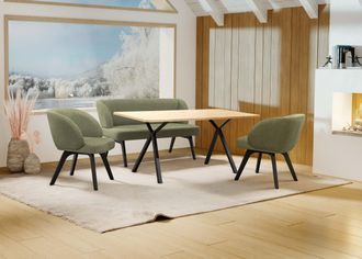 HOME AFFAIRE Essgruppe »Aretha Esstischbank, Sitzgruppe, Küchenbank, Polsterbank« Set, 4er, 4 Stk. tlg. Esszimmer Sitzgruppe, Tisch, Stühle und Bank gepolstert, No