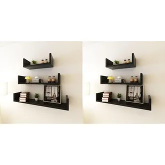 vidaXL Wall Shelves 6 pcs Black, 275989