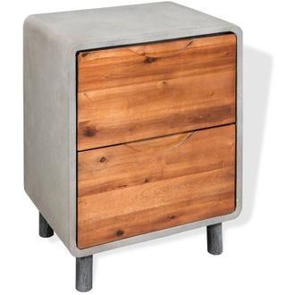 vidaXL Vidaxl - Mesita De Noche De Hormig&oacute;n Y Madera Maciza Acacia 40x30x50 Cm