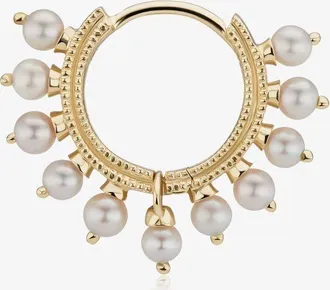 Maria Tash 18K Yellow Gold Pearl Coronet Hoop Earring - Womens - 18kt Yellow Gold/Pearl