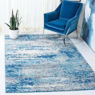 Safavieh Evoke Machine Made Area Rug, Light Blue / Grey Contemporary Style Easy Care