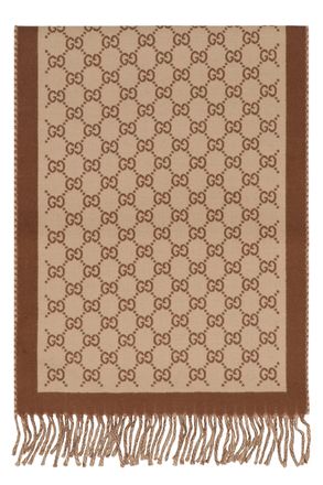 Gucci Womens Scarf Gg Wool Brown Scarfs