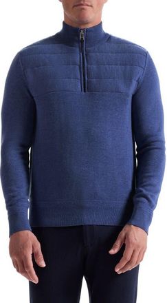 Bugatchi Merino Wool Quarter Zip Polo Sweater in Cobalt at Nordstrom, Size Xx-Large