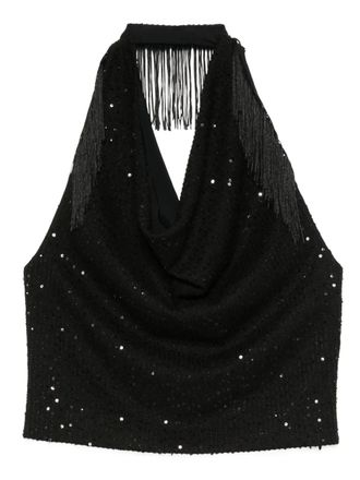 Iro sequin-embellished fringe top - Black