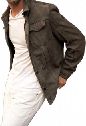 Mauritius Mens Sedro Leather Jacket In Khaki