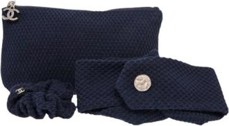 Chanel Pre-owned Pouch - Dames - Vintage Clutch - Blauw - ONE Size - Katoen - Vintage